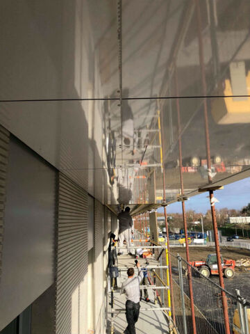 habillage d'avancé de toit en bardage Résineux chantier Toulouse en cours..