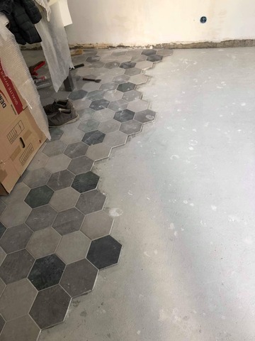 Parquet bois massif -carreaux ciment pose collé a Balma FINI